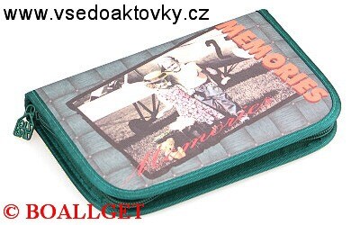 PENÁL Memories zelený, 1.zipový , textil