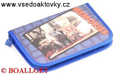 PENÁL Memories modrý, 1.zipový , textil