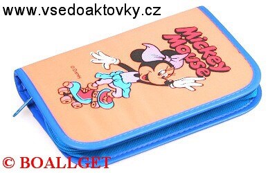 PENÁL oranž - MICKEY MOUSE, 1.zipový , textil  T-44/1 B