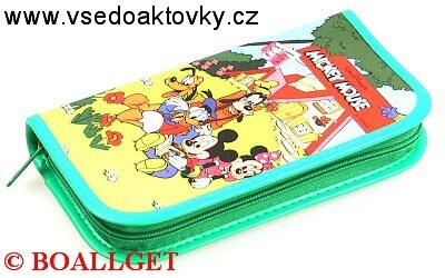 PENÁL MICKEY MOUSE I I + BONUS, 1.zipový, omyvatelný,  - náplň zdarma  (sada pastelek, tužka, pryž, ořezávátko, propiska, tornádo )  T-47/1 DP