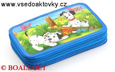 PENÁL DALMATINI II+BONUS, 2.zipový, omyvatelný  - náplň zdarma  (sada pastelek,sada fixů, 3 tužky, tornádo,propiska, plnicí pero, pryž , ořezávátko )  T-10/3 DP
