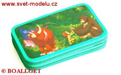 PENÁL TARZAN II+BONUS, 2.zipový, omyvatelný  - náplň zdarma  (sada pastelek,sada fixů, 3 tužky, tornádo,propiska, plnicí pero, pryž , ořezávátko )  T-10/3 DP
