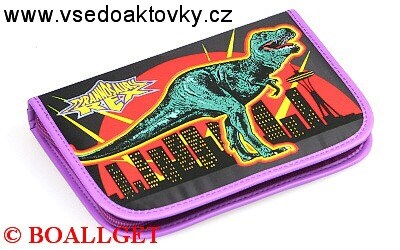 PENÁL Dinosaurus-fialová,1.zipový , textil