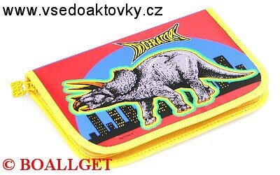PENÁL Dinosaurus-žlutá, 1.zipový , textil