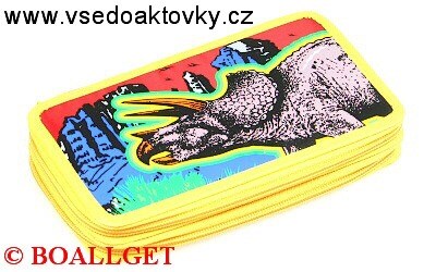 PENÁL  Dinosauří hlava, 2.zipový, textil