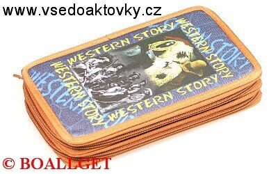 PENÁL Western story, 2.zipový, textil