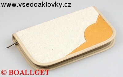 PENÁL dvoubarevný, 1.zipový , textil, přírodní  T-41/3