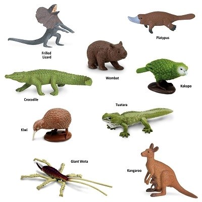 SAFARI 102489 TUBA AUSTRALSKÁ ZVÍŘATA 9 MINIFIGUREK