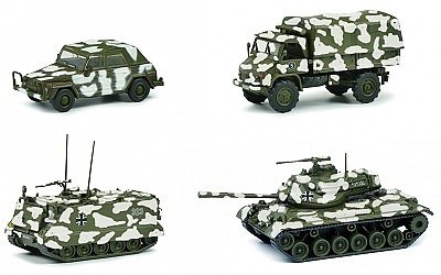 SET VOZIDEL BUNDESWEHR ZIMNÍ KAMUFLÁŽ