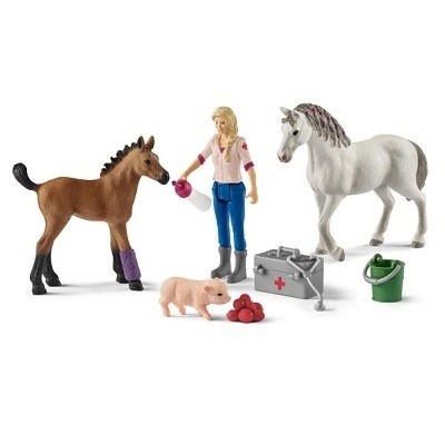 SCHLEICH 42486 NÁVŠTĚVA VETERINÁŘE U KLISNY A HŘÍBĚTE