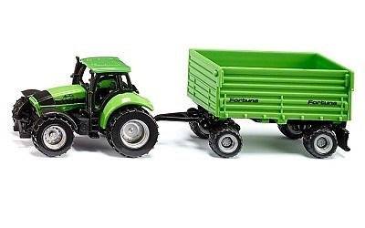 SIKU 1606 TRAKTOR DEUTZ-FAHR AGROTON SE SKLÁPĚCÍM PŘÍVĚSEM FORTUNA