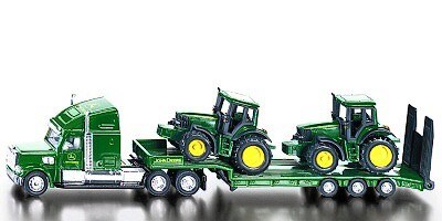 TAHAČ S PODVALNÍKEM A 2 TRAKTORY JOHN DEERE