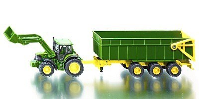 TRAKTOR JOHN DEERE S NAKLÁDACÍ LŽÍCÍ A SKLÁPĚCÍM VLEKEM