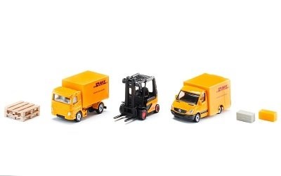 SIKU 6335 DÁRKOVÝ SET VOZIDLA DHL S PŘÍSLUŠENSTVÍM