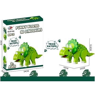 STAVEBNICE PĚNOVÁ 3D DINOSAURUS TRICERATOPS 62 PCS