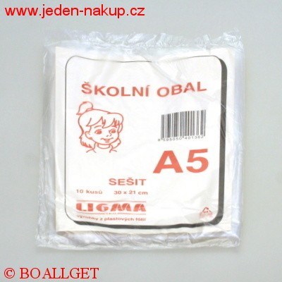 Obal 211 x 308 na sešit A5 tenký sada 10 kusů
