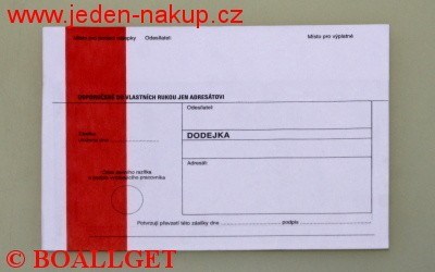 Poštovní obálka dodejka C6 červená bez textu NCR vytrhávací okénko