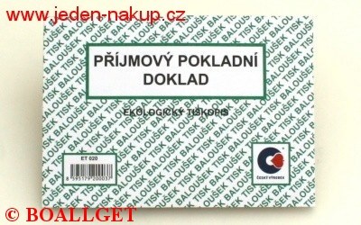 Příjmový doklad 50 listů nečíslovaný  BAL  ET020