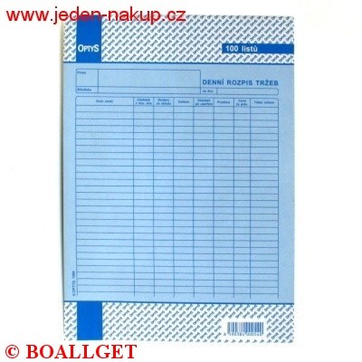 Denní rozpis tržby A4 blok  54