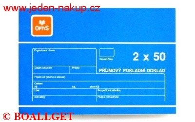 Příjmový doklad 2x50 číslovaný  39