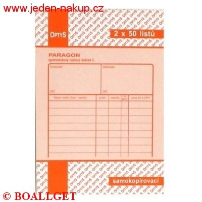 Paragon daňový doklad 2x50 NCR samopropis číslovaný  86
