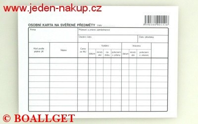 Osobní karta na svěřené předměty 151