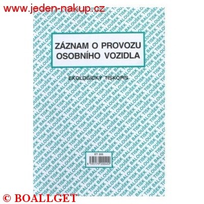 Záznam o provoze osobního vozidla BAL ET205