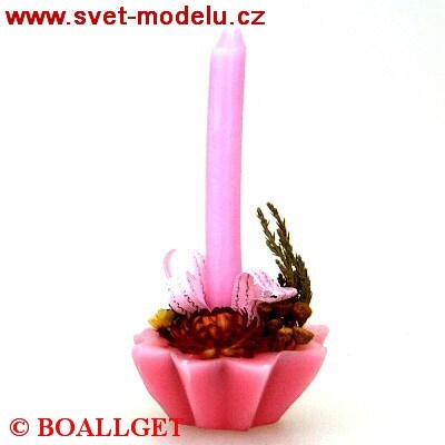 Svíčka růžová vánoční zdobená 