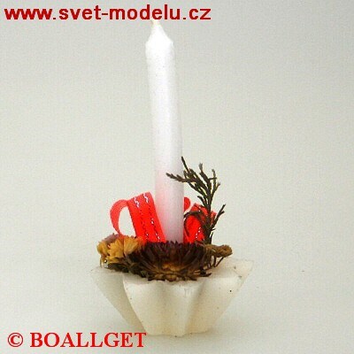 Svíčka bílá vánoční zdobená 