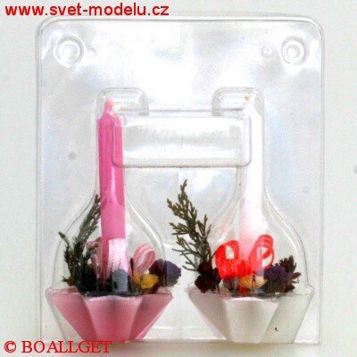 Svíčka duo R-B vánoční zdobená - 2 ks v sadě