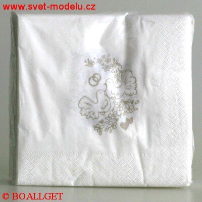 Ubrousky svatebn� HRDLI�KY 33x33 cm b�l� 50 ks 2-vrstv�