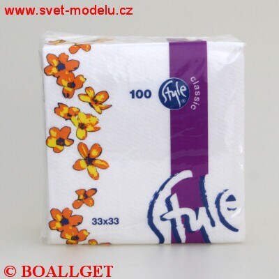 Ubrousky 30x30 cm bílé 100 ks 1-vrstvé