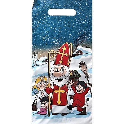 Sáček mikulášský Mikuláš, anděl a čertíci 19x40 s průhmatem