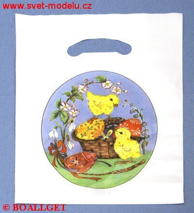 Velikonoční sáček KUŘÁTKA 20 x 30 cm igelitový s průhmatem