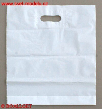 Taška  37 x 44 cm bílá igelitová s průhmatem