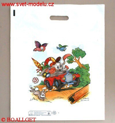 Taška  SLON V AUTĚ  igelitová s průhmatem 39 x 50 cm 