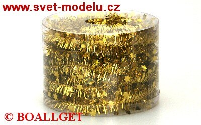 Řetěz zlatý s hvězdičkami vánoční 6 m  AND-5523