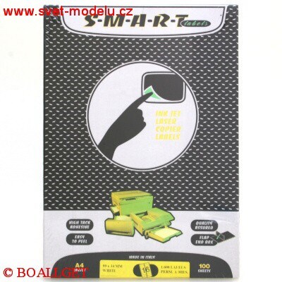 Samolepící etikety 99 x 34 SMART pro laserové a inkoustové tiskárny A4, 100 listů v balení 