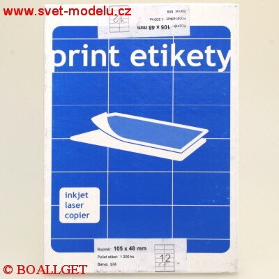 Samolepící etikety 105 x 48 PRINT pro laserové a inkoustové tiskárny A4, 100 listů v balení 