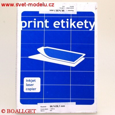 Samolepící etikety 99,1 x 38,1 PRINT pro laserové a inkoustové tiskárny A4, 100 listů v balení 