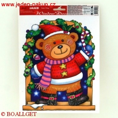 Samolepky vánoce na okna MEDVĚD 27x20 AND-369