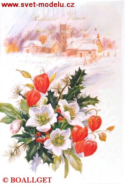 Přání do obálky vánoce - Vánoční kytice