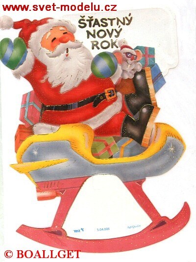 Přání do obálky vánoce - Ježíšek na saních