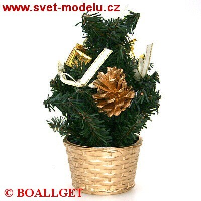 Stromeček zdobený 20 cm - zlatý