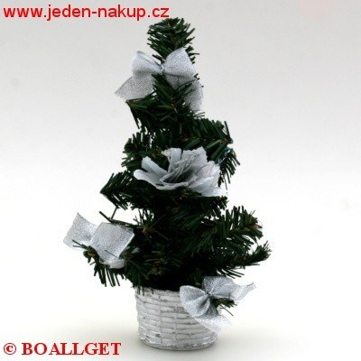 Stromeček zdobený 20 cm - stříbrný