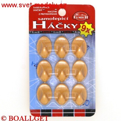 Háčky samolepící  hnědé 9 ks - 2529902