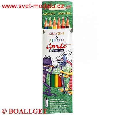 Pastelky Conté Evolution 6 barev dlouhé nelámavé ohebné