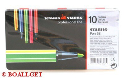 Popisovače Stabilo Pen 68/ 10 - sada 10 kusů v plechové krabičce