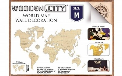 WOODEN CITY PUZZLE 3D MAPA SVĚTA M NATUR