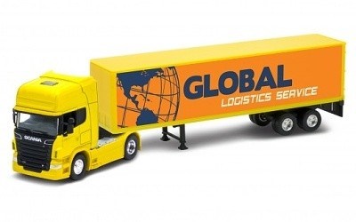 TAHAČ SCANIA V8 R730 YELLOW S NÁVĚSEM GLOBAL LOGISTICS